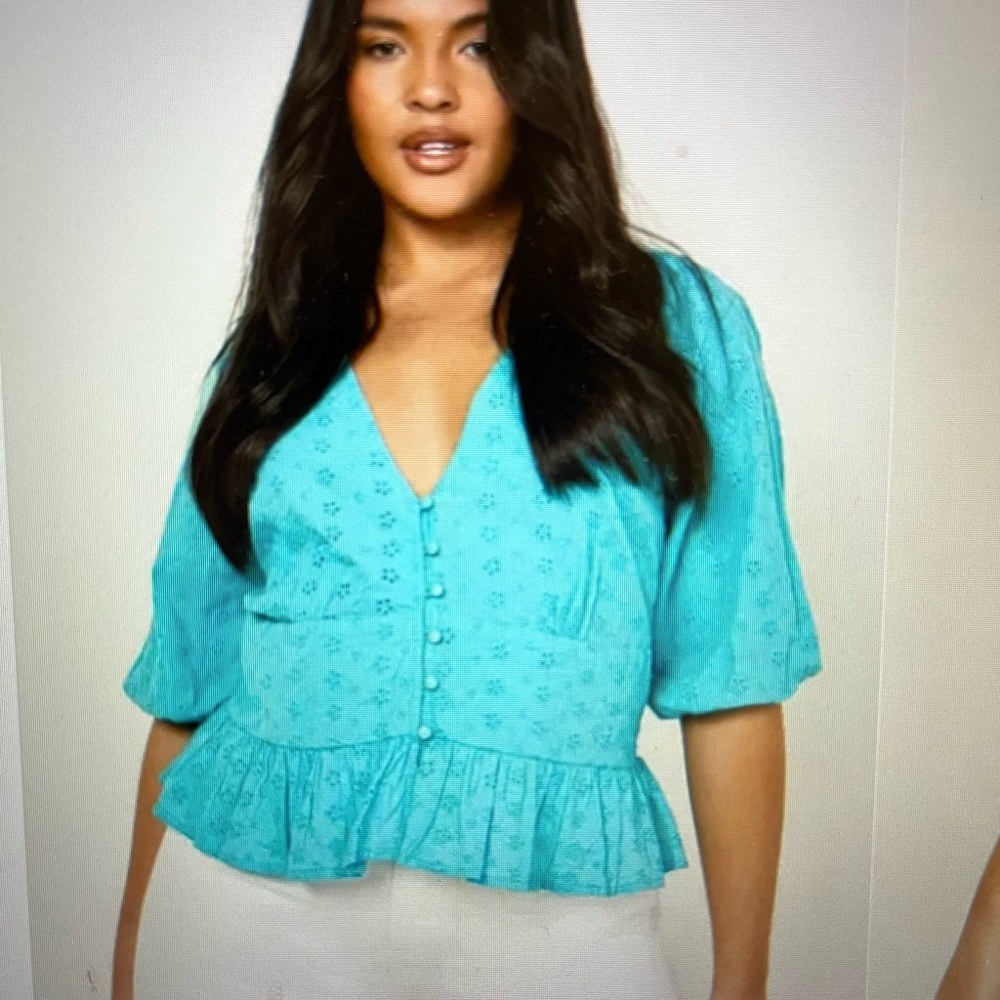 Boohoo Plus Broderie Button Down Top